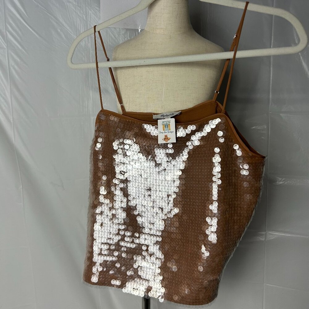 Madewell M Nude Sequin Crop Tank Top